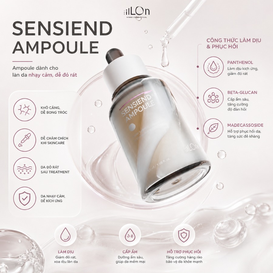 SENSIEND AMPOULE - CHÌA KHÓA VÀNG CHO LÀN DA KHÔ RÁT, ỬNG ĐỎ